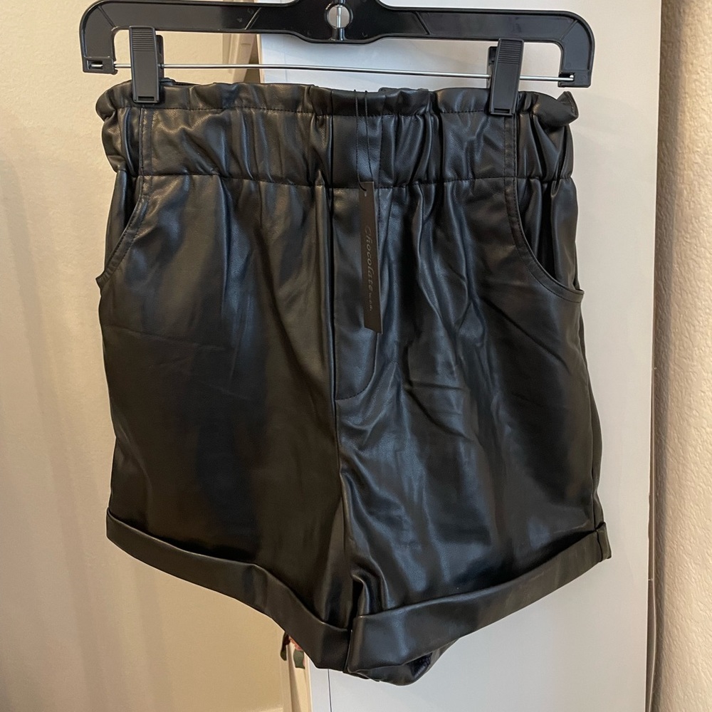 Faux Leather Scrunch Shorts